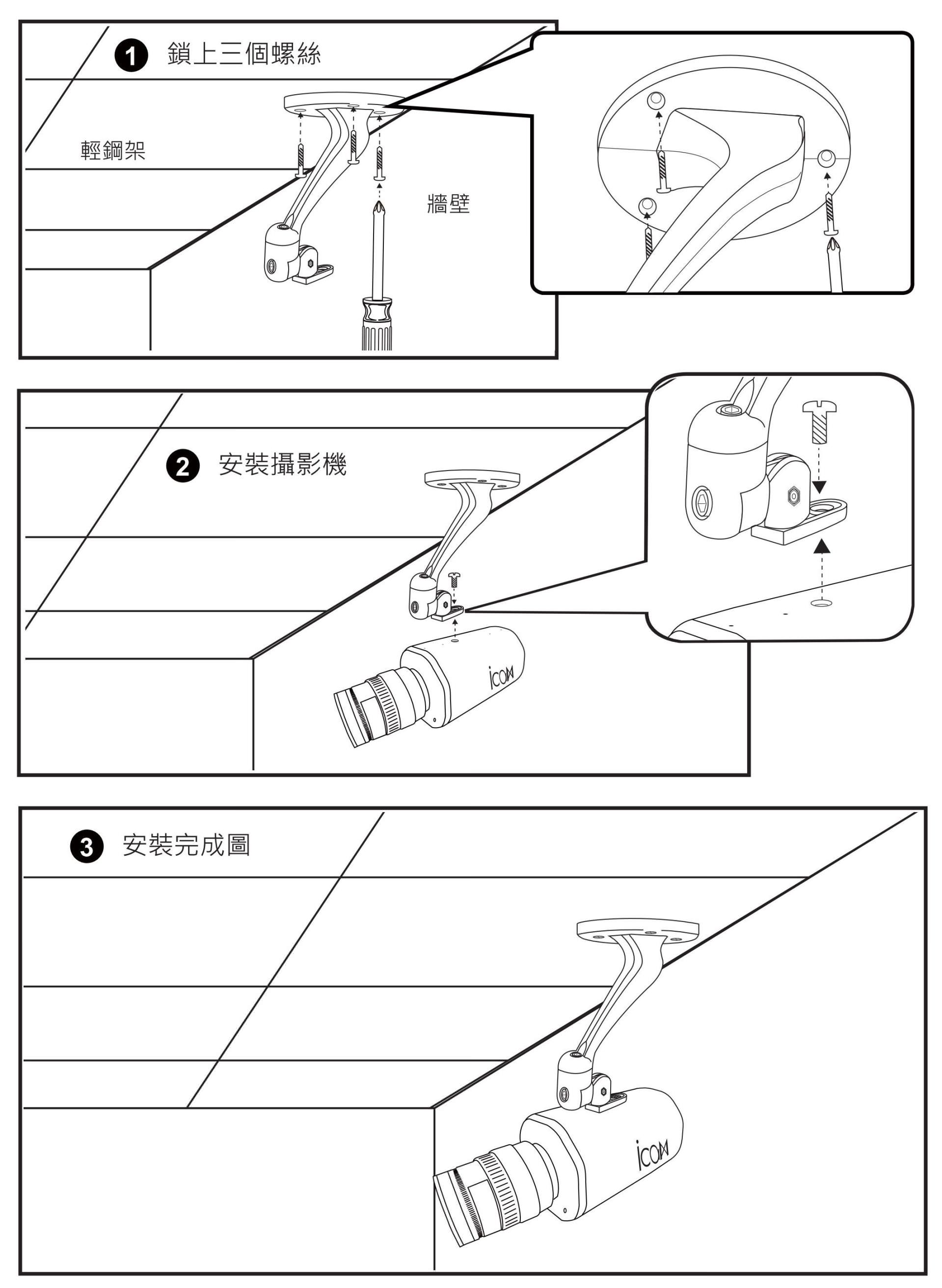 iCam Pro Live 超高画质数位摄影机 安装於轻钢架天花板示意图